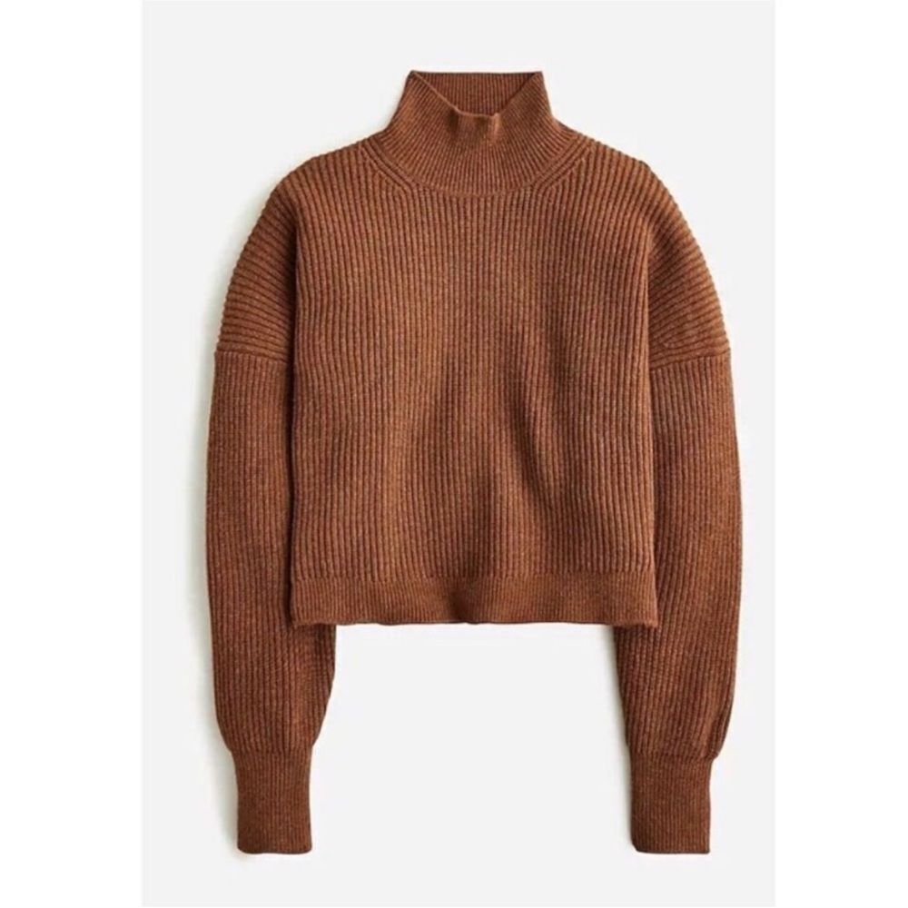 J. Crew Brown Ribbed Cropped Turtleneck Sweater Small